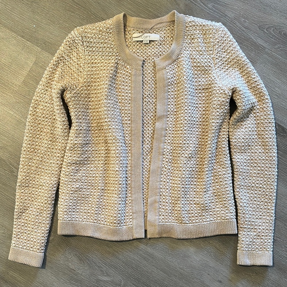 LOFT Cream Chunky Knit Cardigan